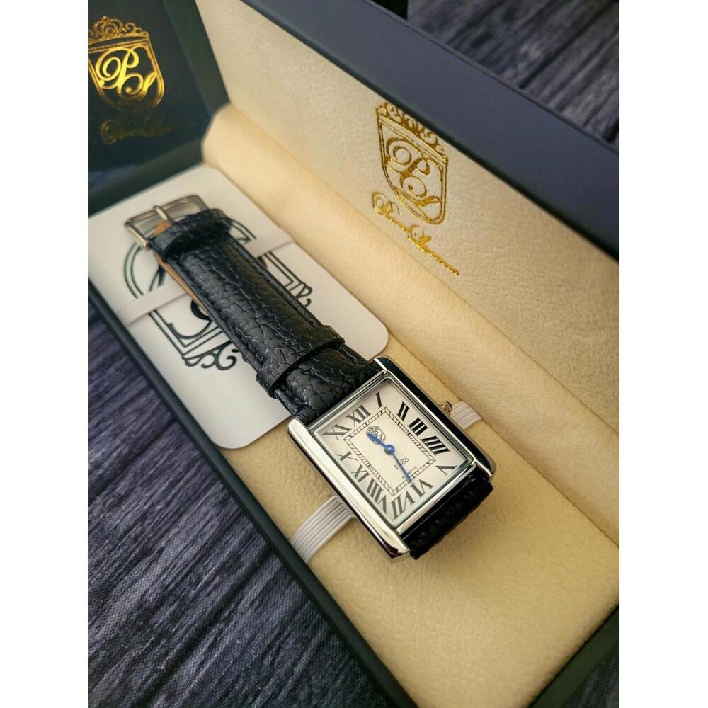 Classic Mens Watch Pierre Lucerneโ Tank Black Band With Box